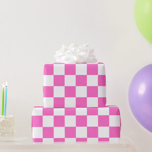 Classic visual pink checkerboard  wrapping paper