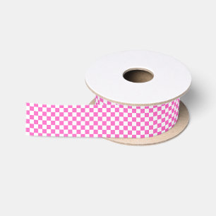 Classic visual pink chequerboard satin ribbon