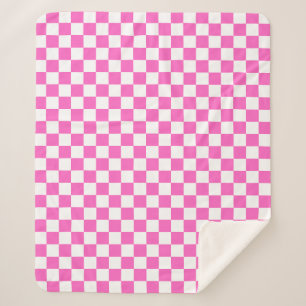 Classic visual pink chequerboard sherpa blanket
