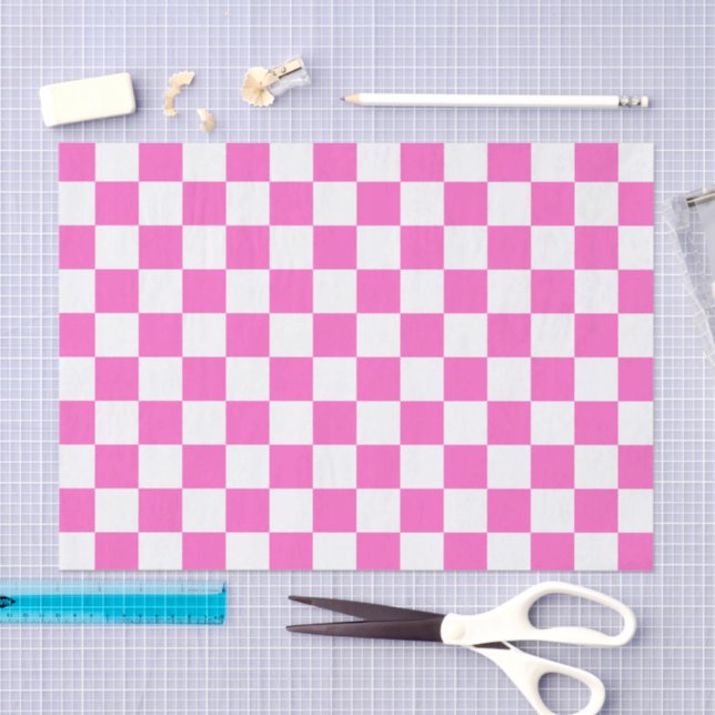 Classic visual pink chequerboard  tissue paper (Craft)