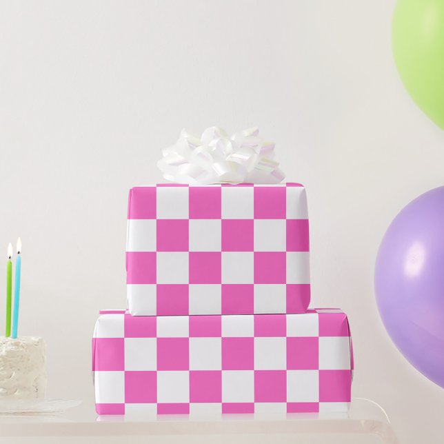 Classic visual pink chequerboard  wrapping paper (Creator Uploaded)