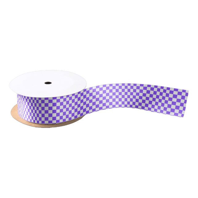 Classic visual purple checkerboard  satin ribbon (Spool)