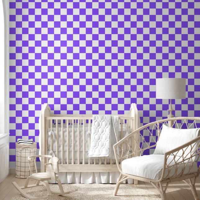 Classic visual purple checkerboard  wallpaper (Kids)