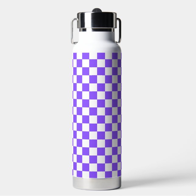 Classic visual purple checkerboard  water bottle (Front)