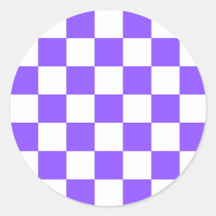 Classic visual purple chequerboard round sticker