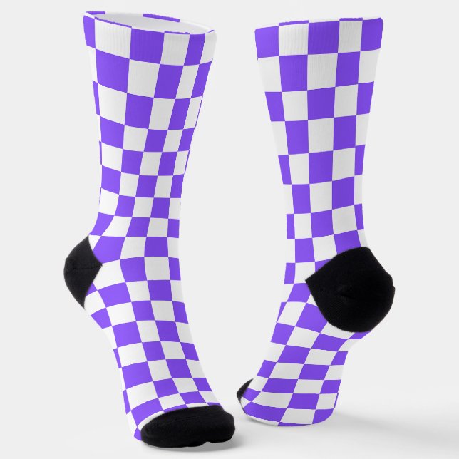 Classic visual purple chequerboard  socks (Angled)