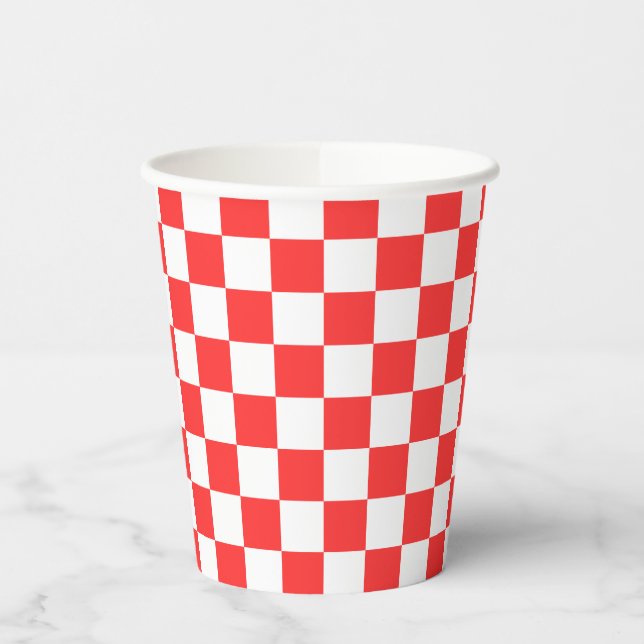 Classic visual red checkerboard  paper cups (Left)