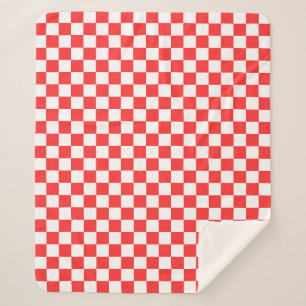 Classic visual red chequerboard sherpa blanket