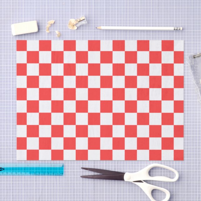 Classic visual red chequerboard  tissue paper (Craft)