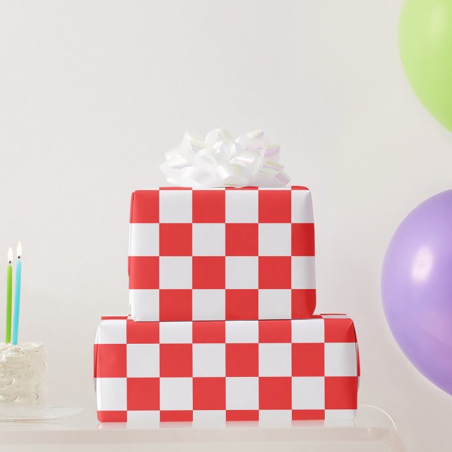 Classic visual red chequerboard  wrapping paper (Creator Uploaded)