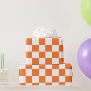 Classic visual salmon chequerboard wrapping paper