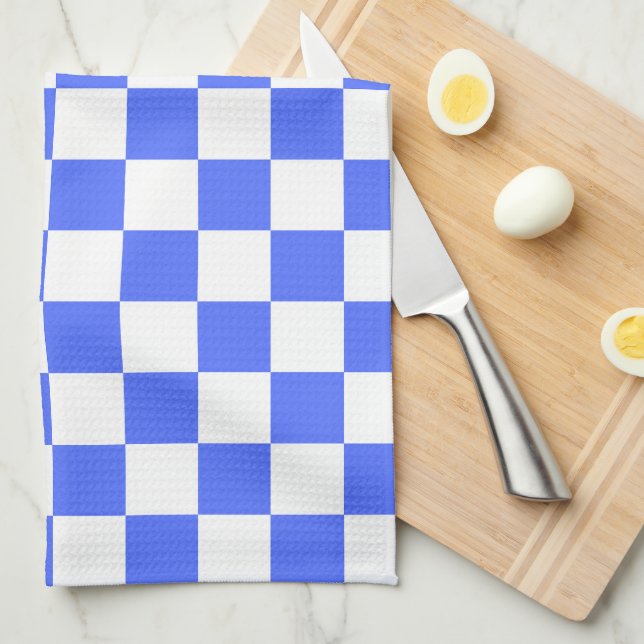 Classic visual sapphire chequerboard  tea towel (Quarter Fold)