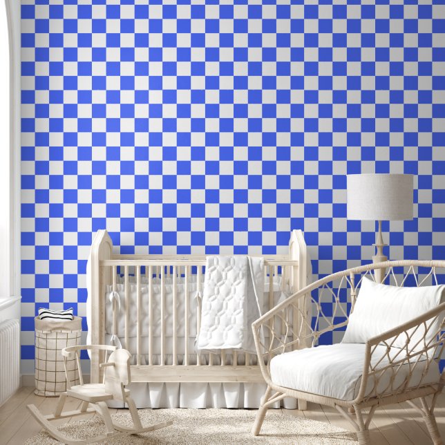 Classic visual sapphire chequerboard  wallpaper (Kids)