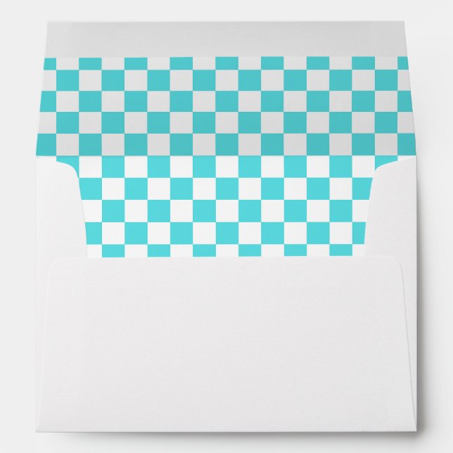 Classic visual turquoise blue chequerboard  envelope (Back (Bottom))