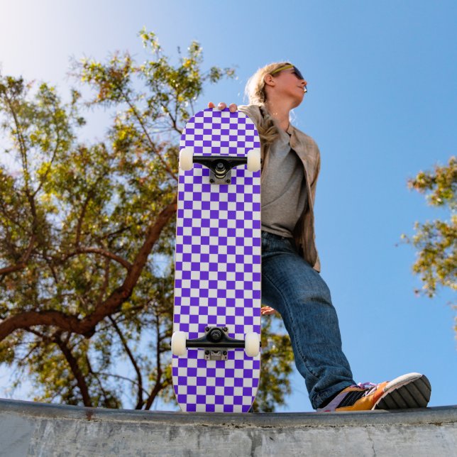 Classic visual violet checkerboard  skateboard (Outdoor 1)