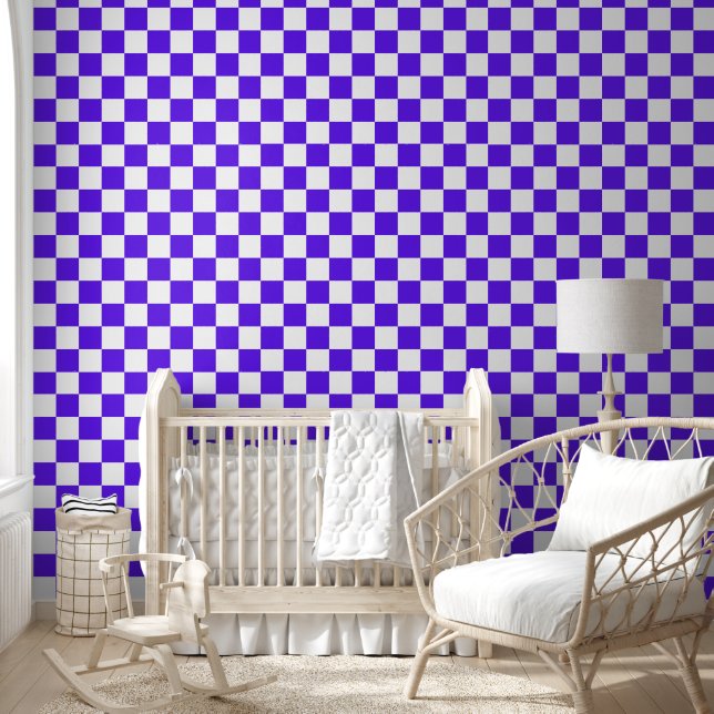 Classic visual violet chequerboard  wallpaper (Kids)