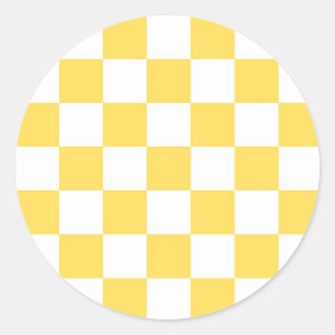 Classic visual yellow chequerboard round sticker