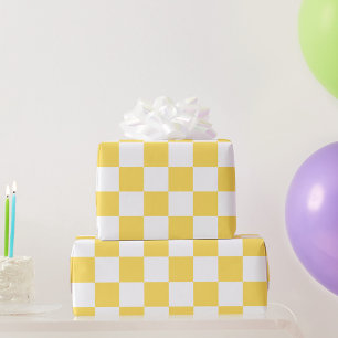Classic visual yellow chequerboard wrapping paper