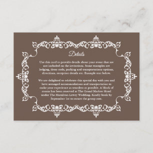 Classic Warm Mocha Brown Ornately Framed Wedding Enclosure Card