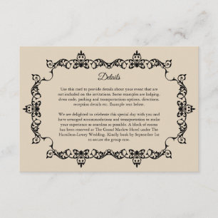 Classic Warm Sand Ornately Framed Wedding Enclosure Card