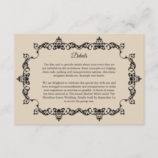 Classic Warm Sand Ornately Framed Wedding Enclosure Card