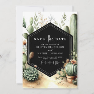 Classic Watercolor Cactus Wedding Save The Date