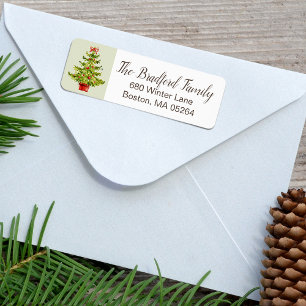 Classic Watercolor Christmas Tree Return Address Label