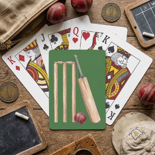 Classic Watercolor Cricket Bat and Ball Playing Cards