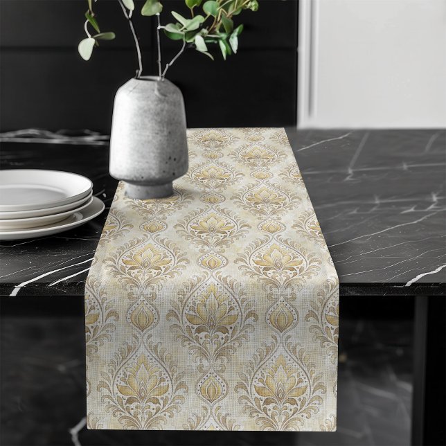 Classic Watercolor Damask Table Runner Ivory Tones (Classic Watercolor Damask Table Runner Ivory Tones)
