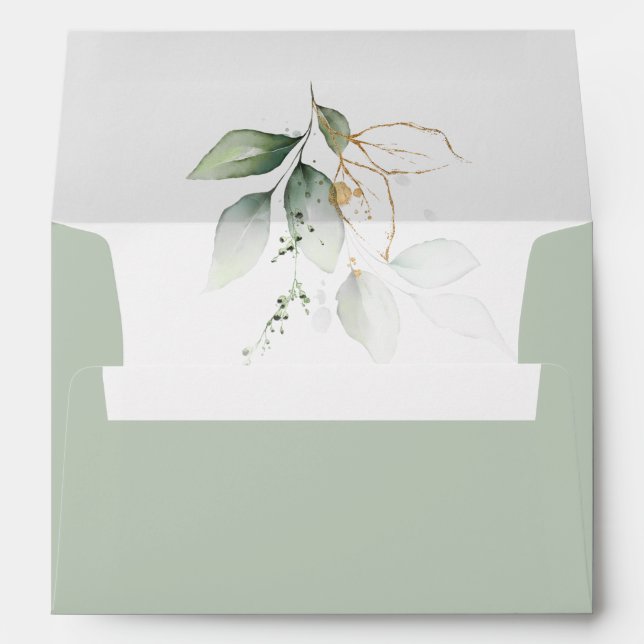 Classic Watercolor Eucalyptus Greenery  Envelope (Back (Bottom))