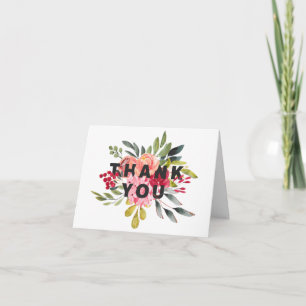 Classic Watercolor Flowers Floral Thank You Card
