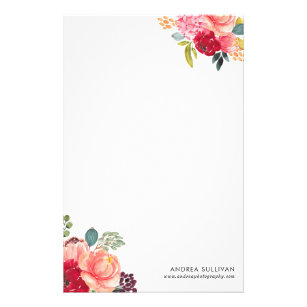 Classic Watercolor Flowers Personalized Stationery