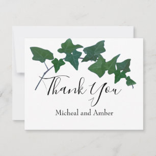 Classic watercolor Green English Ivy Thank You Card