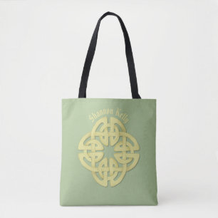Classic Watercolor Green Gold Celtic Cross Tote Bag