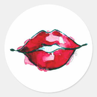 Classic Watercolor lips Round Sticker