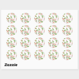 Classic watercolor vintage roses pattern round sticker