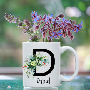 Classic watercolor wildflowers white coffee mug
