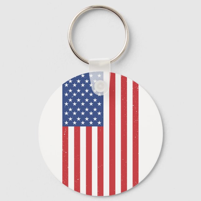Classic Waving American Flag Design Key Ring (Front)