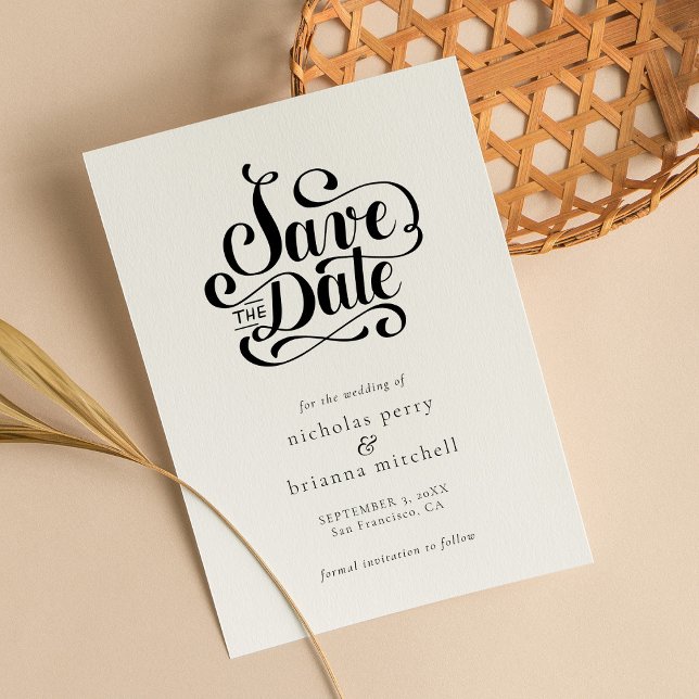 Classic Wedding Calligraphy Modern Elegant Save The Date (Creator Uploaded)