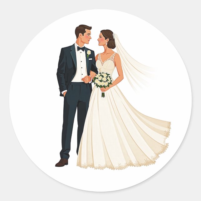 Classic Wedding Couple Sticker (Front)