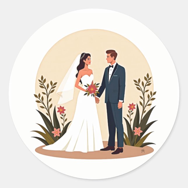 Classic Wedding Couples Sticker (Front)
