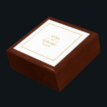 Classic Wedding Day Time Capsule Keepsake Box<br><div class="desc">Classic wedding personalised time capsule wooden keepsake box. Gold block text within a thin border on a white background. The time capsule is a fun gift for the wedding couple from friends, the wedding party, or family. Contents might include personal notes, photos, small memorabilia items from the wedding or period...</div>