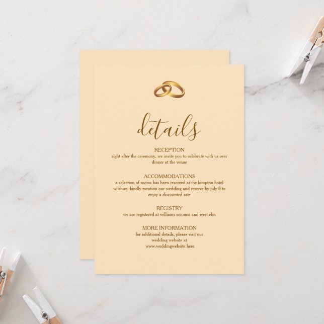 Classic Wedding Details Card (Front/Back In Situ)