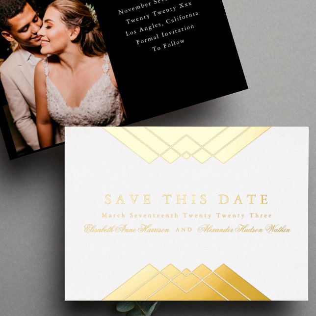 Classic Wedding Geometric Gold Save the Date (Creator Uploaded)