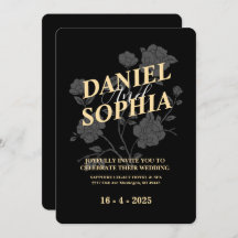 Classic wedding invitation Black