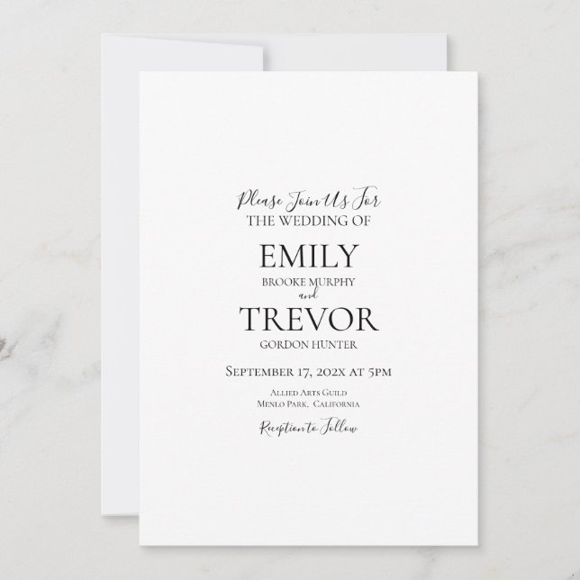 Classic wedding invitation detail (Front)