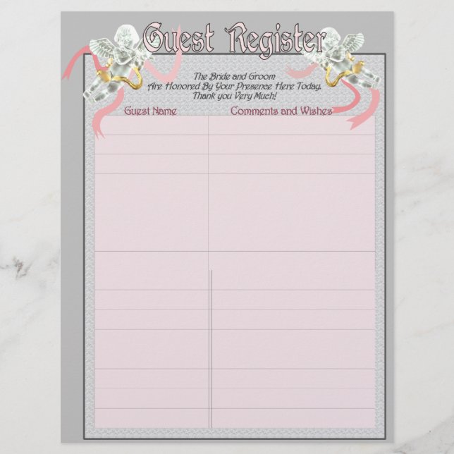 Classic Wedding Memories Guest Register Pages (Front)