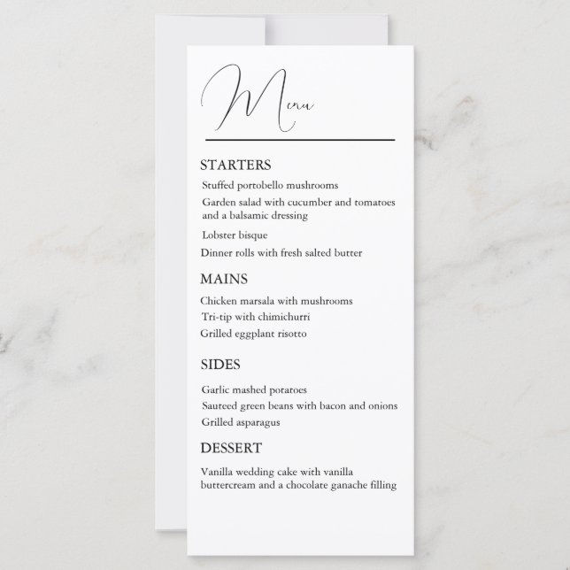Classic Wedding Menu (Front)