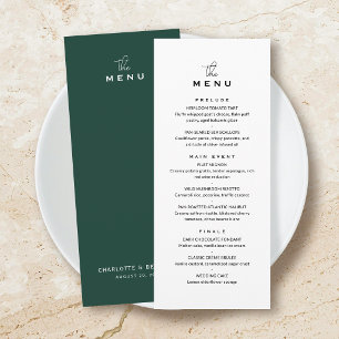 Classic Wedding Menu Card Chic Minimalist Green