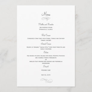Classic Wedding Menu Card - (Grey) Menu Cards